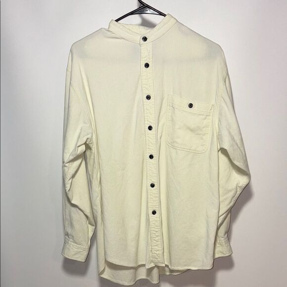 Men's Ivory Casual corduroy Button-Down Shirt - Picture 1 of 8